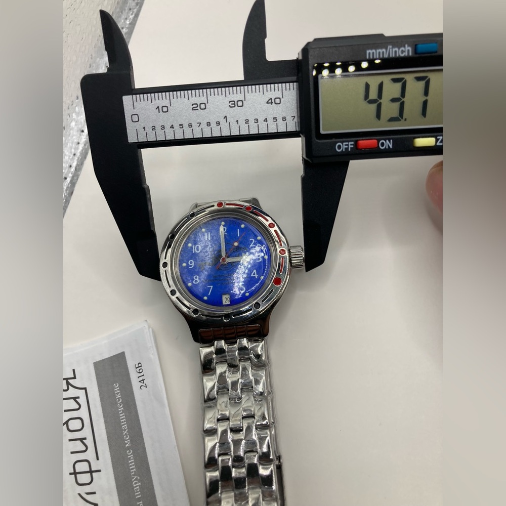 New Vostok scuba dude watch, blue, metal bracelet, booklet, no box, 420379 - Picture 13 of 14